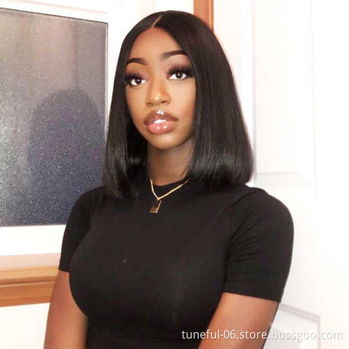 Tuneful fashion design 10inch peruvian human hair lace front closure short bob wig wholesale stw human bob wigs